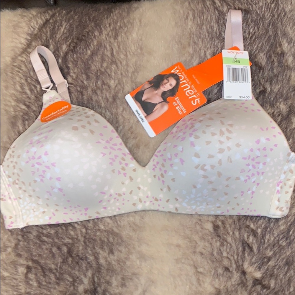 NWT Warner’s Wire-Free Nude Print Bra Size 34B